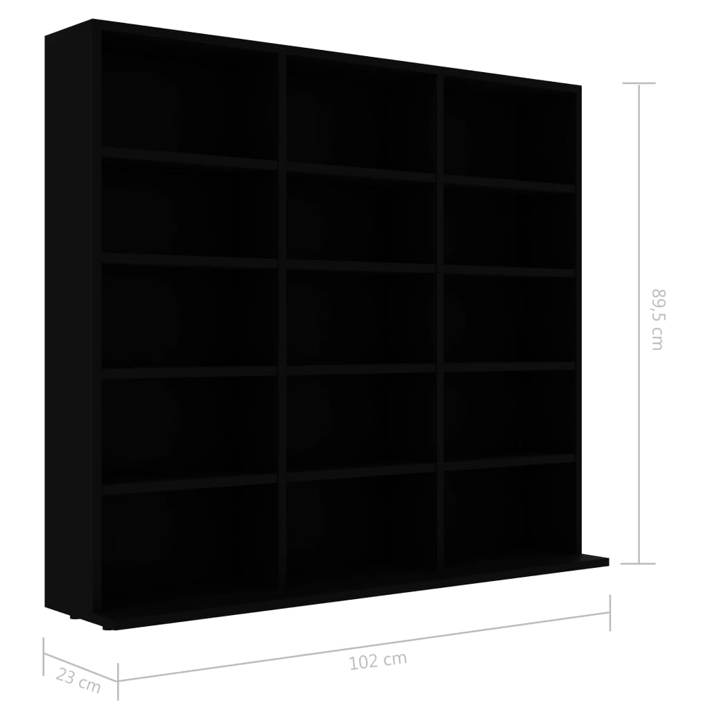 CD-skap svart 102x23x89,5 cm sponplate