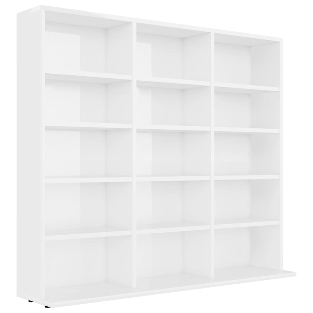 CD-skap høyglans hvit 102x23x89,5 cm sponplate