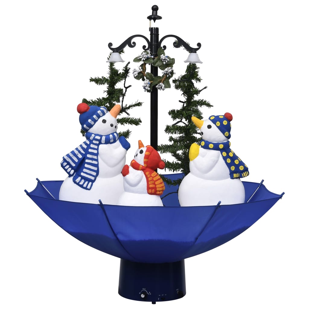 Kunstig juletre med snø og paraplyfot blå 75 cm PVC