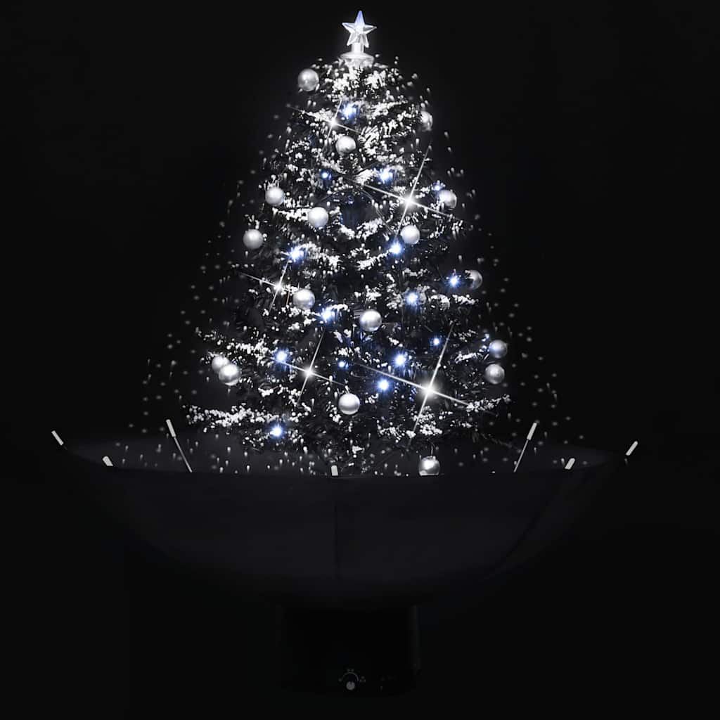 Kunstig juletre med snø og paraplyfot svart 75 cm PVC