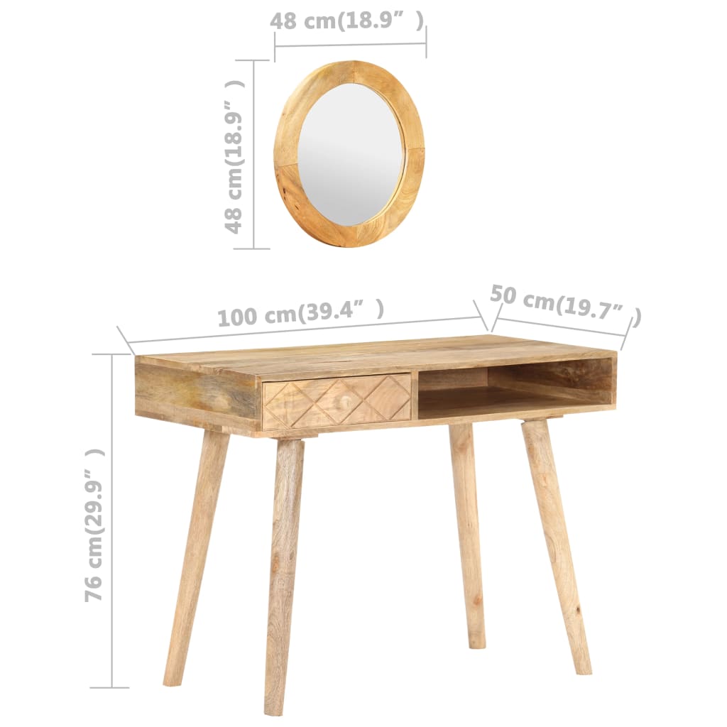 Sminkebord 100x50x76 cm heltre mango