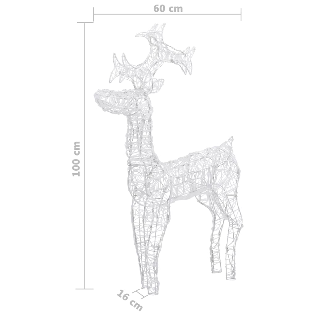 Reinsdyr julepynt 90 lysdioder 60x16x100 cm akryl