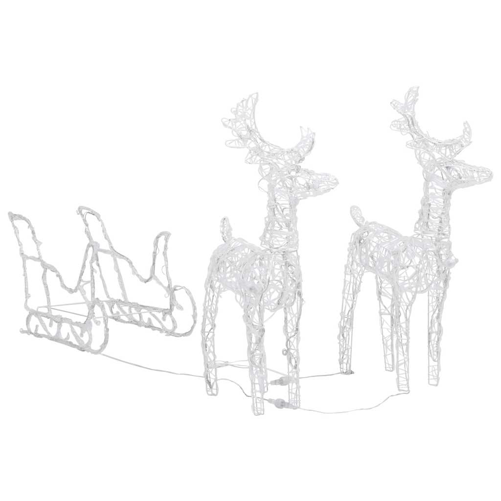 Reinsdyr og slede julepynt 160 LED 130 cm akryl