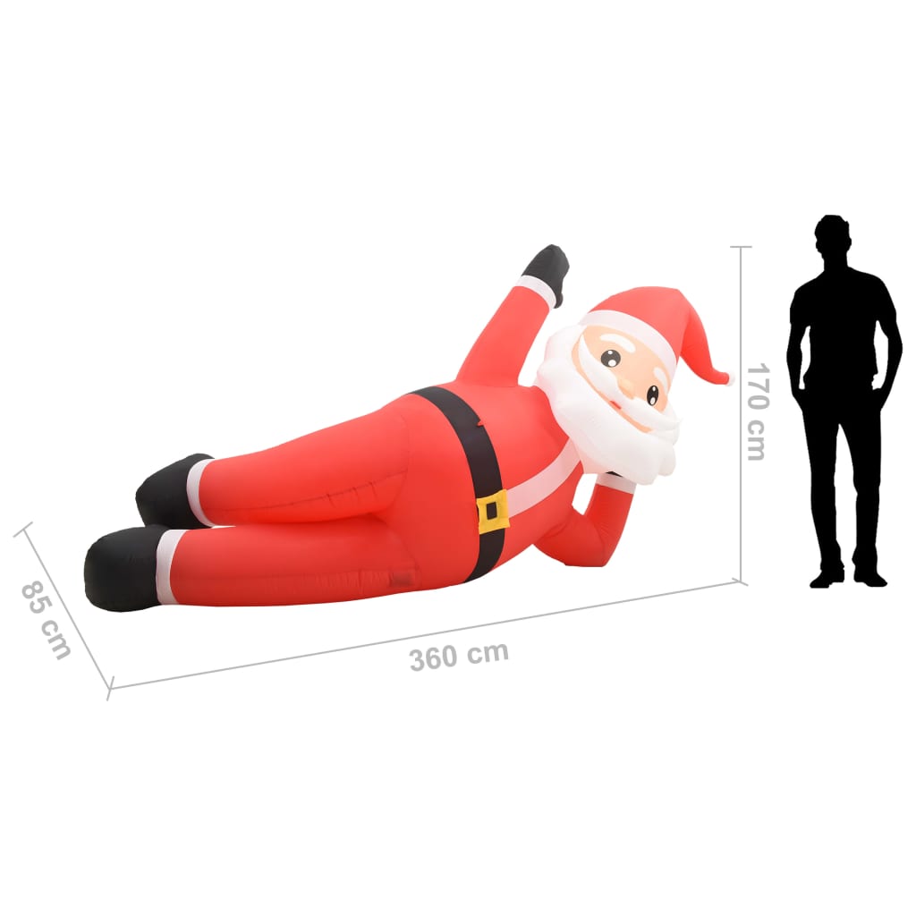 Oppblåsbar julenisse LED IP44 rød 360 cm XXL