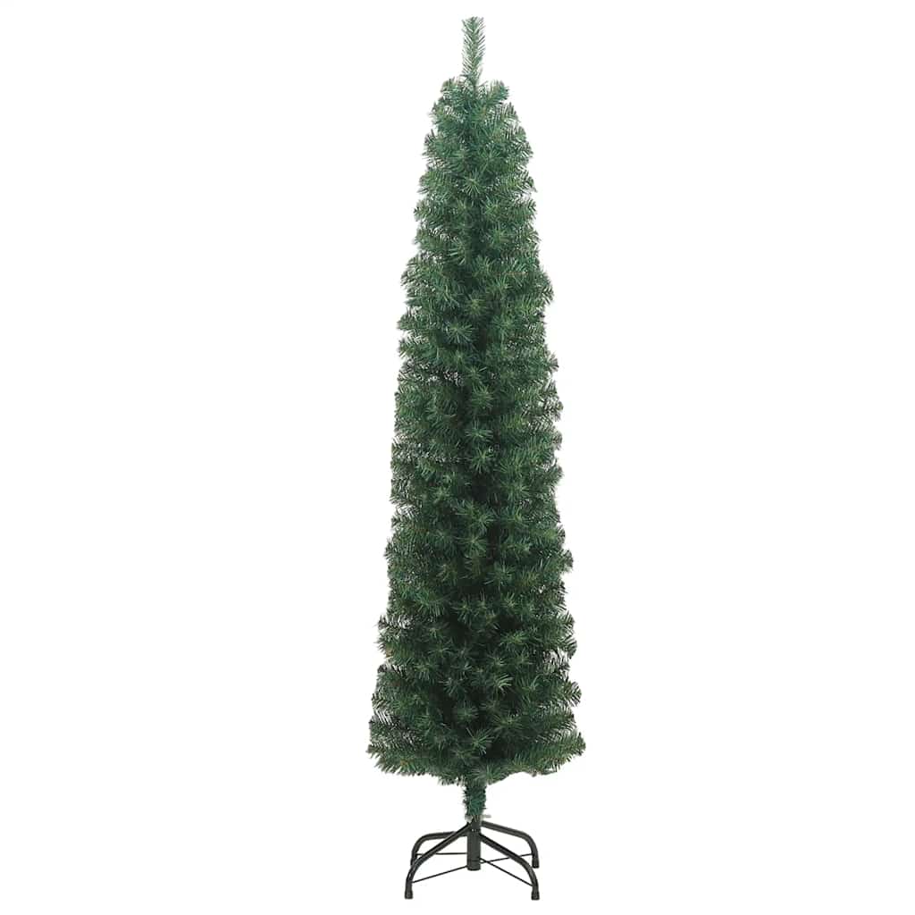 Slankt kunstig juletre med stativ grønn 180 cm PVC