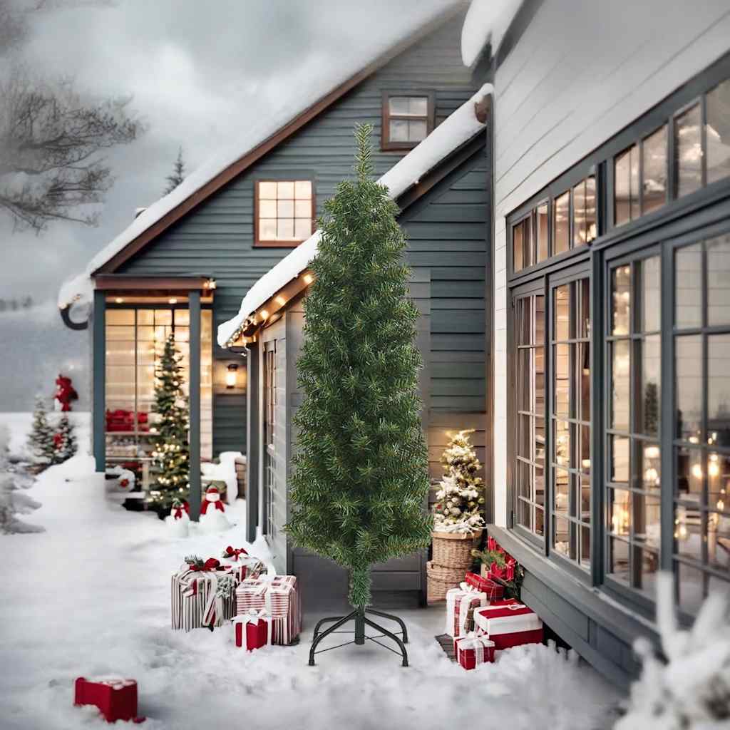 Slankt kunstig juletre med stativ grønn 240 cm PVC
