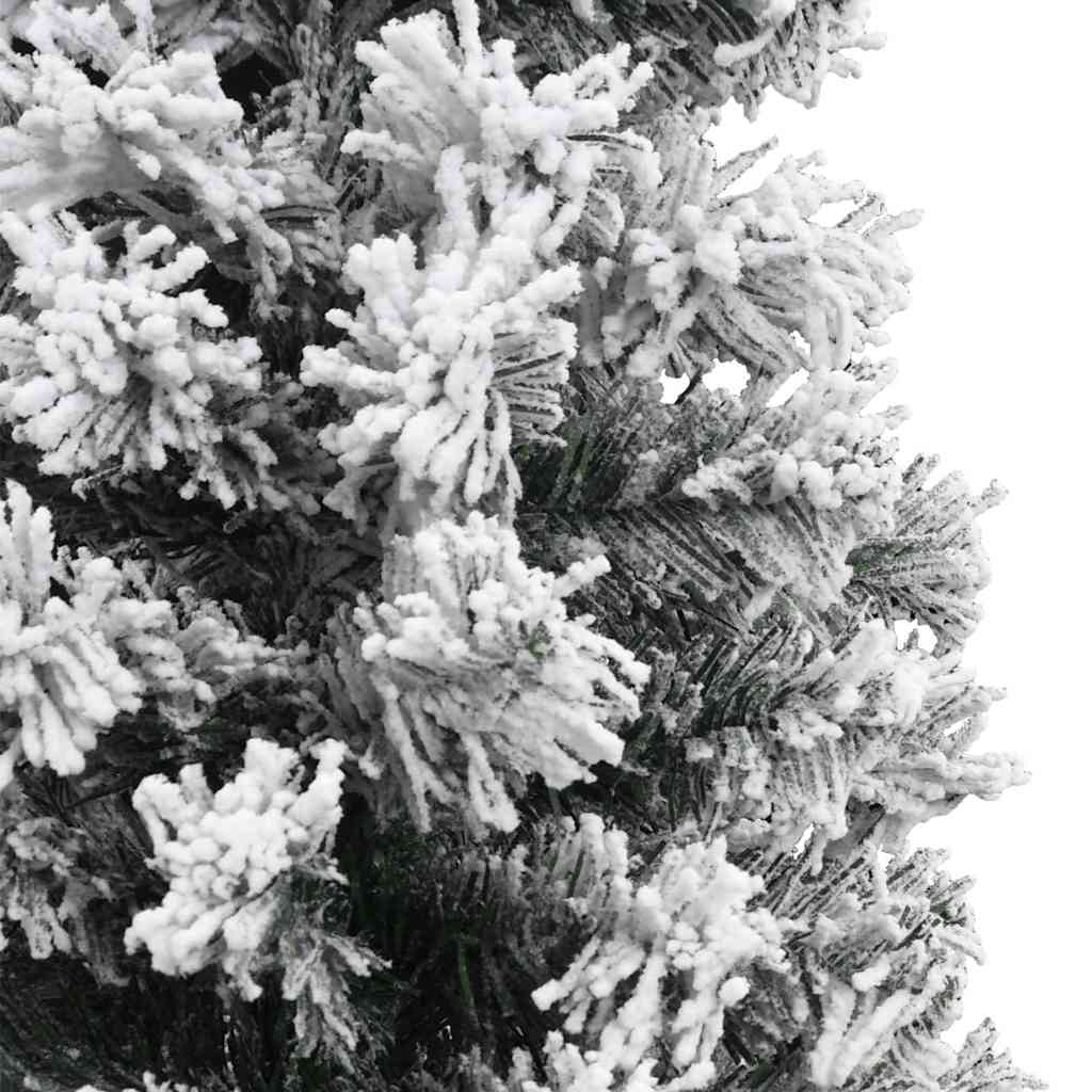 Slankt kunstig juletre med flokket snø grønn 210 cm PVC
