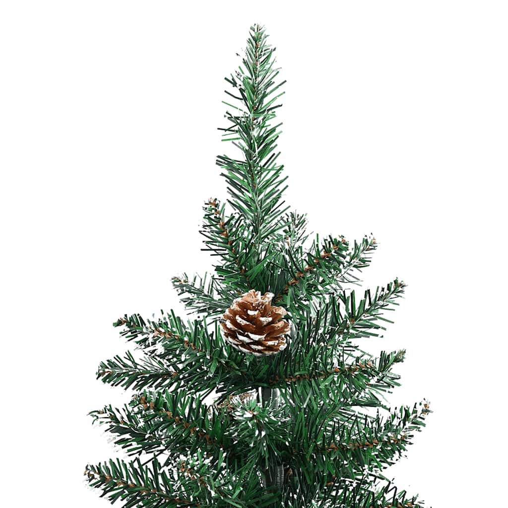 Slankt juletre med ekte tre og hvit snø grønn 180 cm