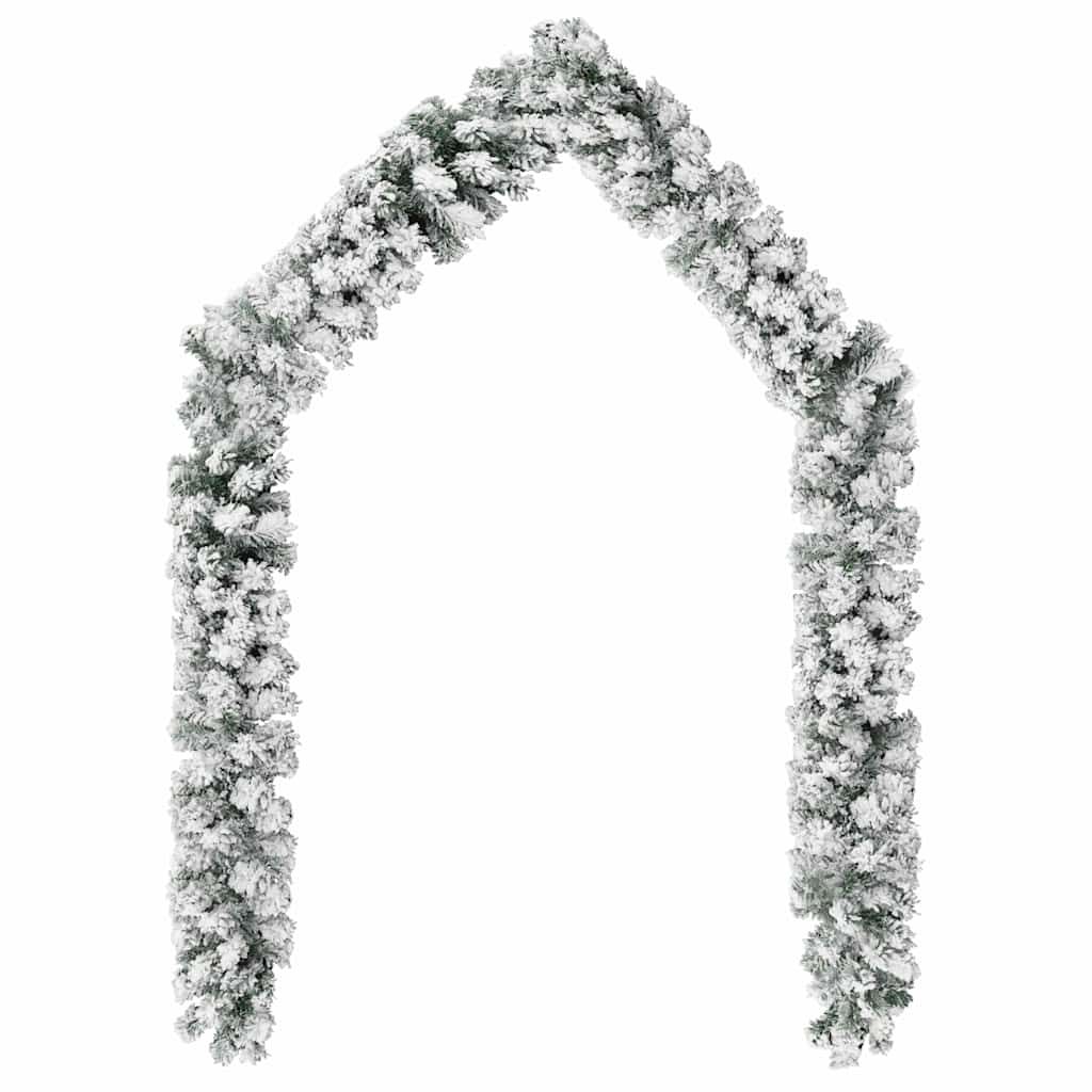 Julekrans med flokket snø grønn 10 m PVC