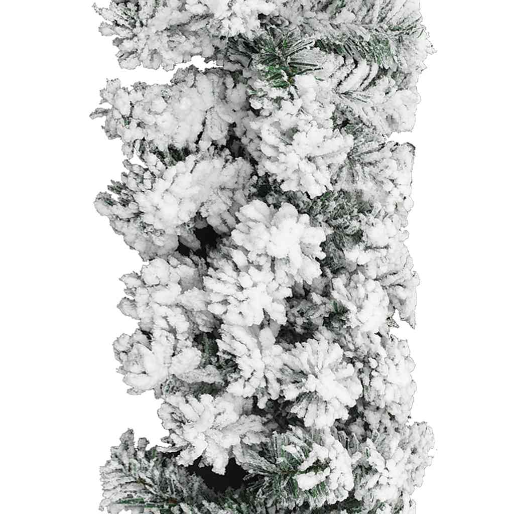 Julekrans med flokket snø grønn 10 m PVC