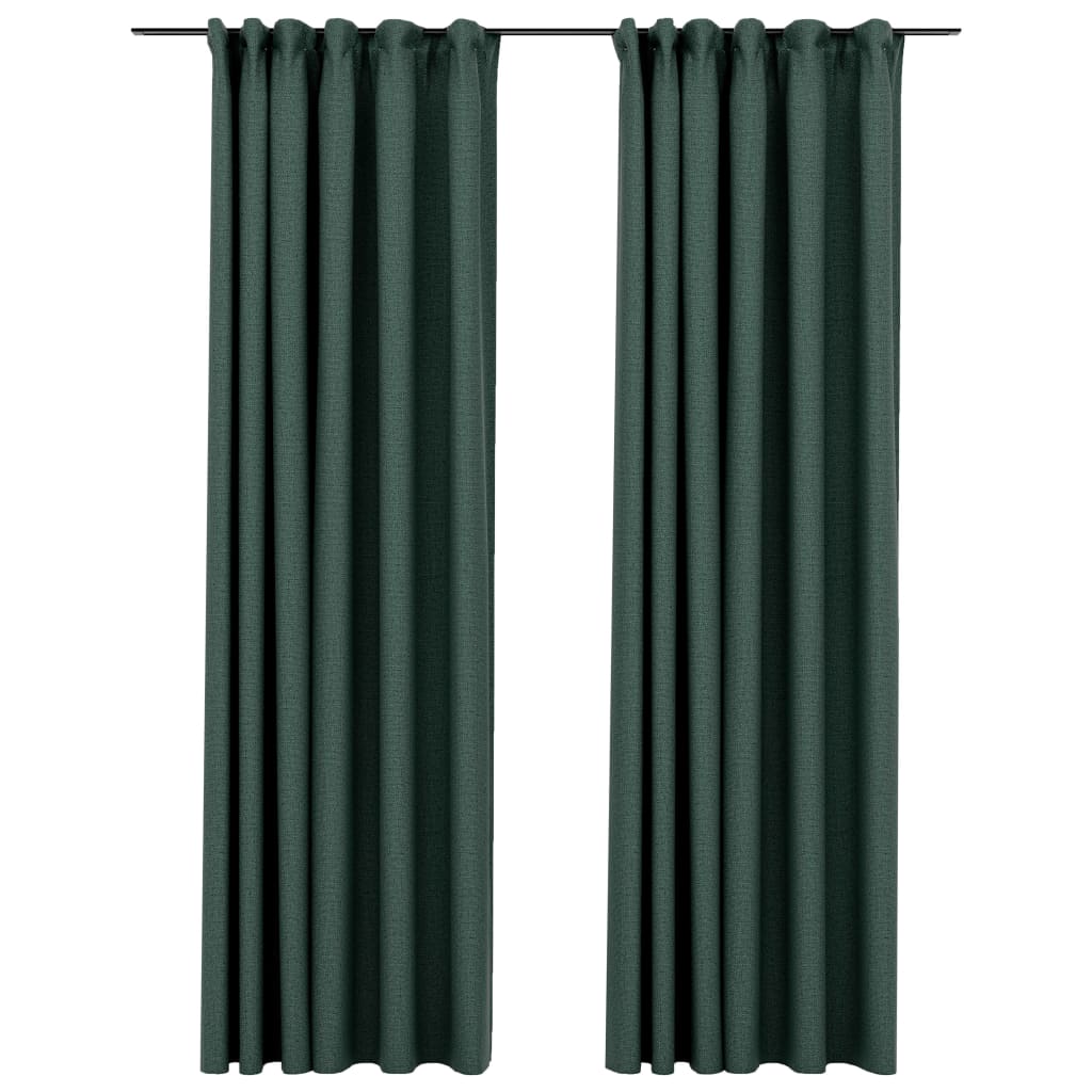 Lystette gardiner kroker og lin-design 2 stk grønn 140x245 cm
