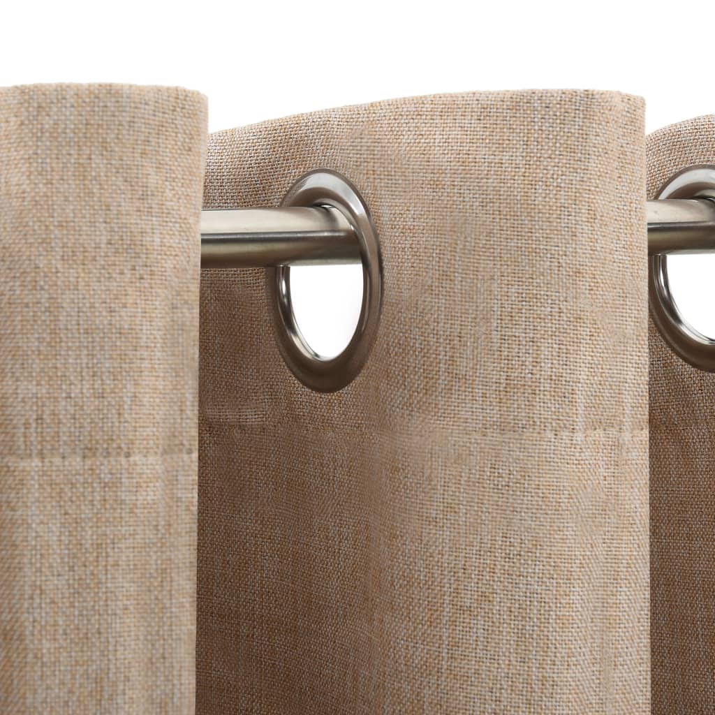 Lystette gardiner maljer og lin-design 2 stk beige 140x175 cm