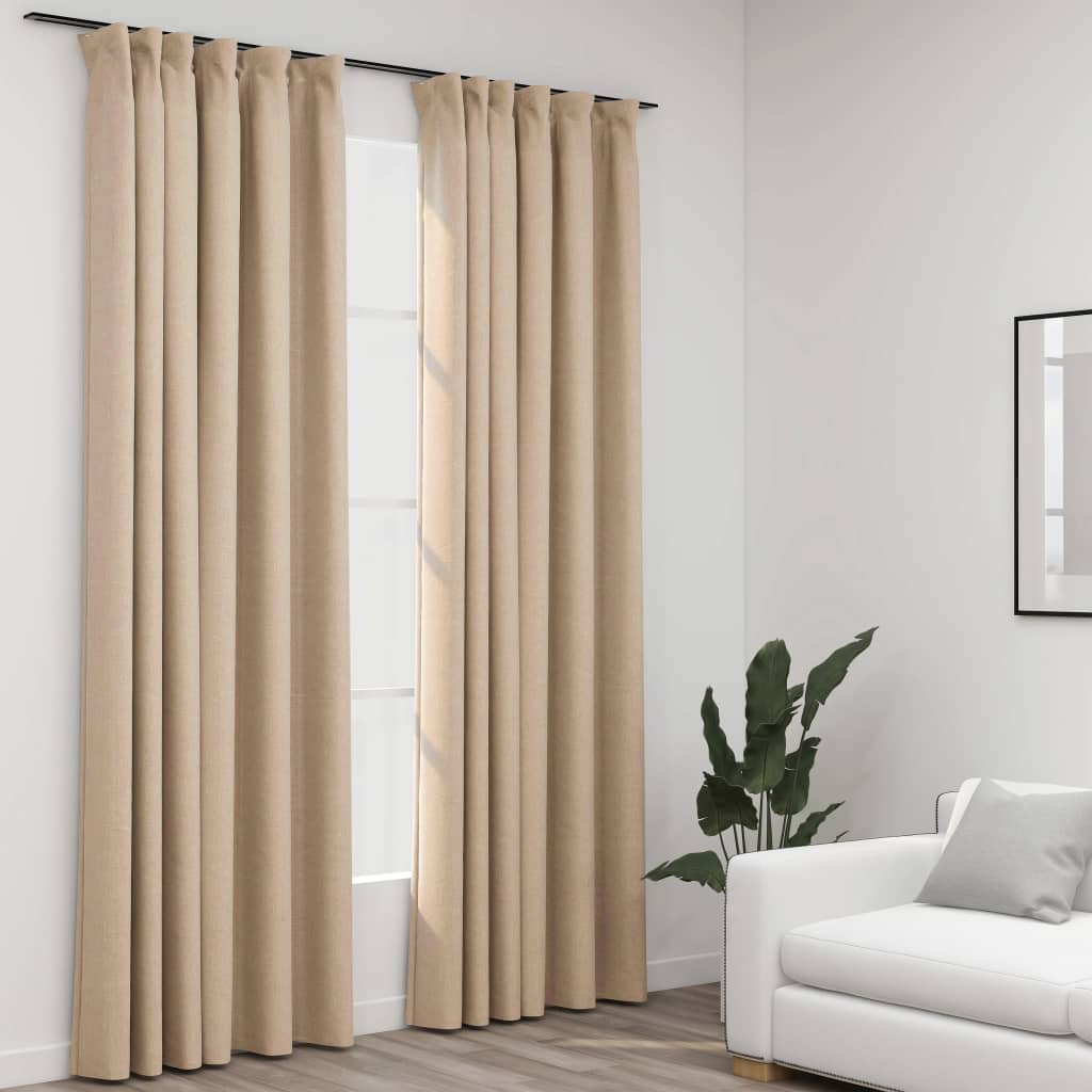 Lystette gardiner kroker og lin-design 2 stk beige 140x245 cm