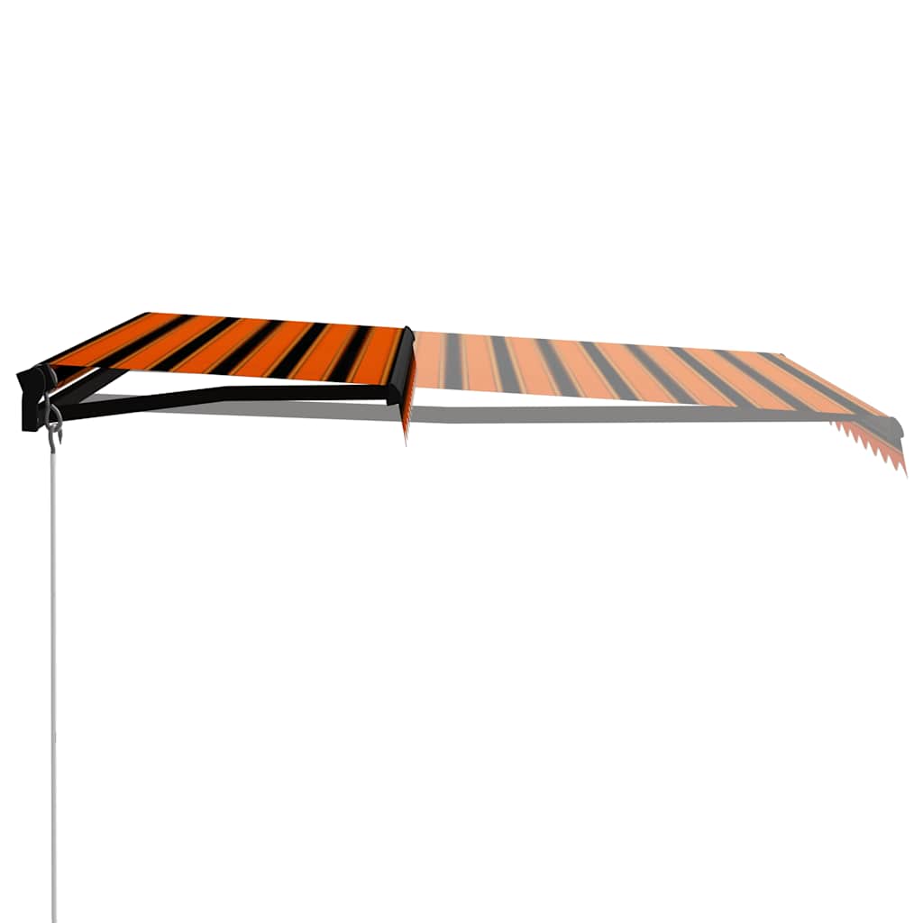 Manuell uttrekkbar markise med LED 300x250 cm oransje og brun