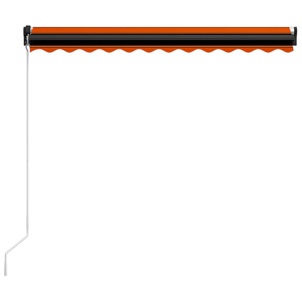 Manuell uttrekkbar markise med LED 300x250 cm oransje og brun