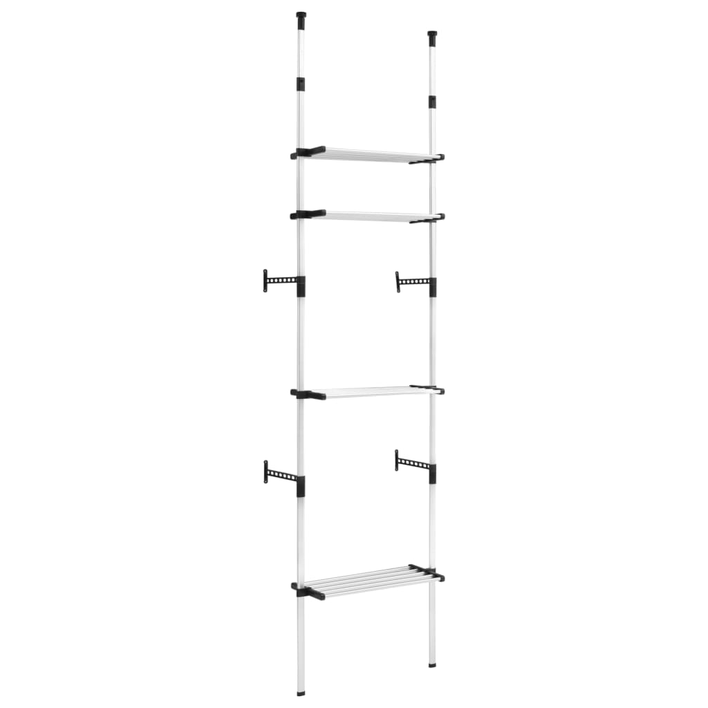 Teleskopisk garderobesystem med hyller aluminium