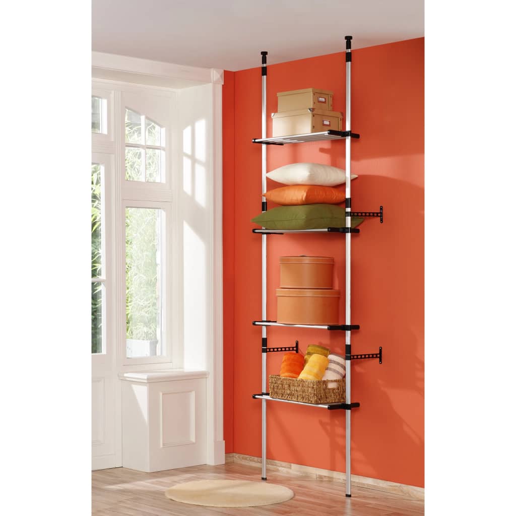 Teleskopisk garderobesystem med hyller aluminium