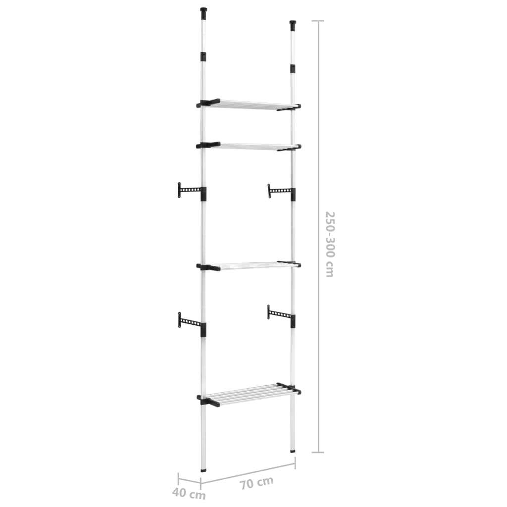 Teleskopisk garderobesystem med hyller aluminium