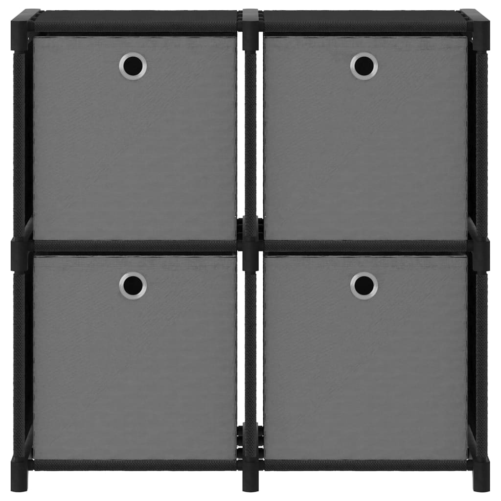 Displayhylle med 4 kuber og bokser svart 69x30x72,5 cm stoff