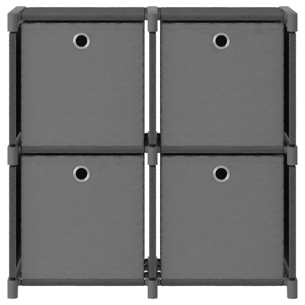 Displayhylle med 4 kuber og bokser grå 69x30x72,5 cm stoff