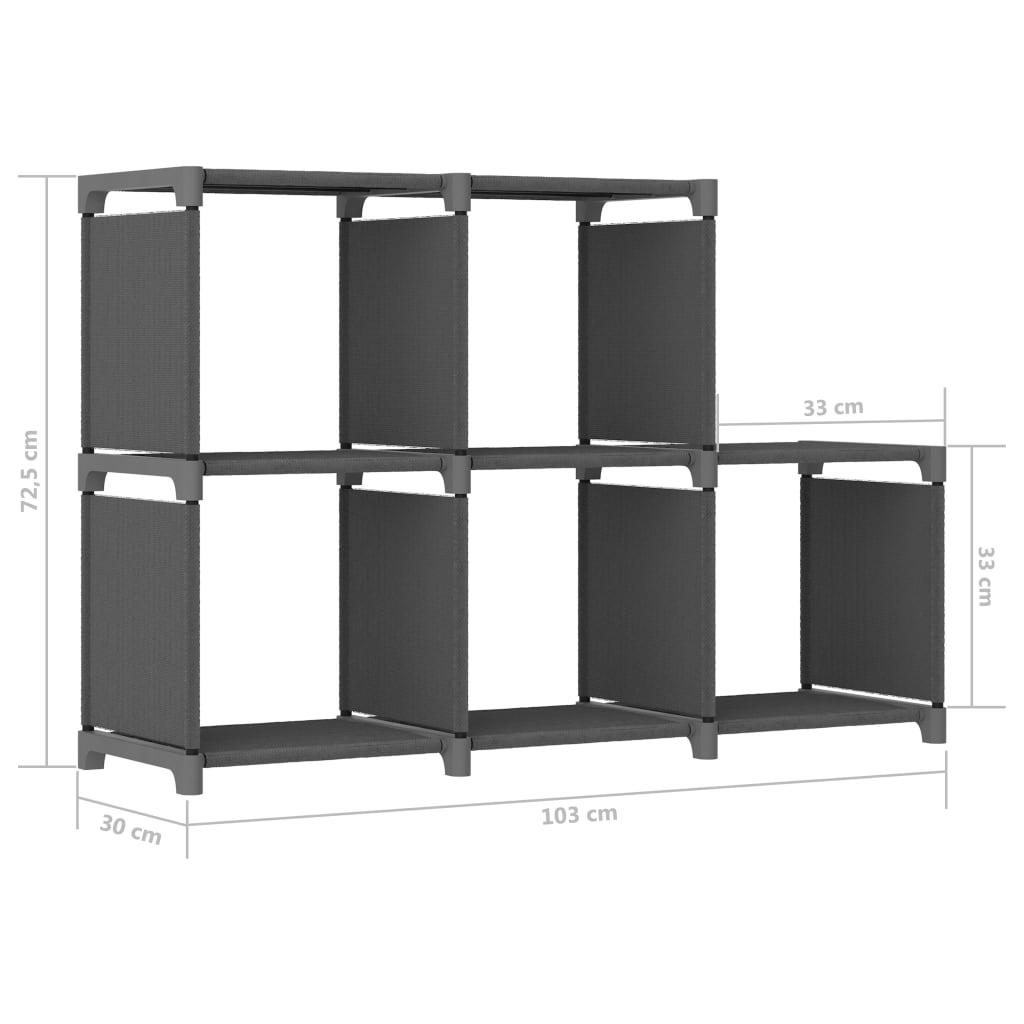 Displayhylle med 5 kuber grå 103x30x72,5 cm stoff