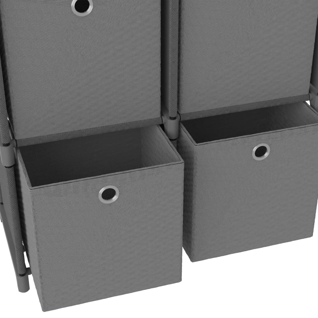 Displayhylle med 5 kuber og bokser grå 103x30x72,5 cm stoff