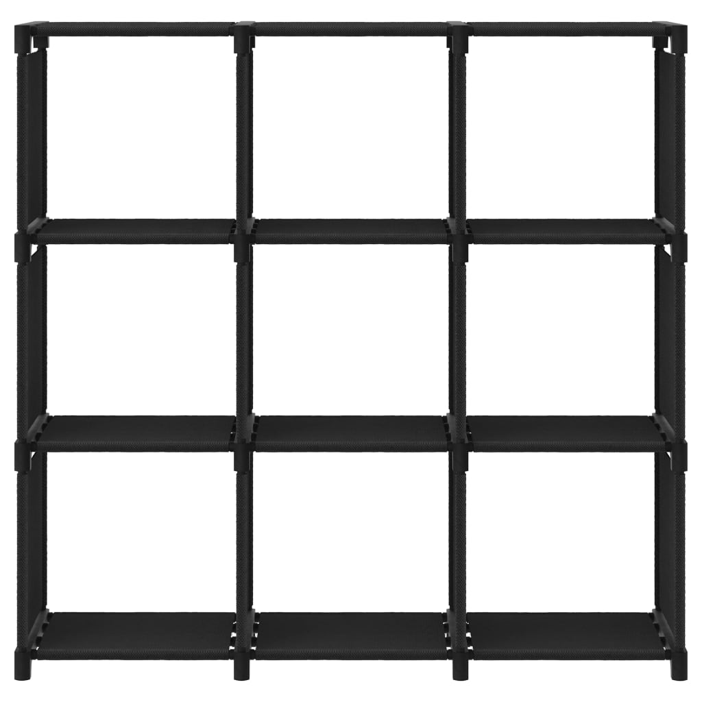 Displayhylle med 9 kuber svart 103x30x107,5 cm stoff