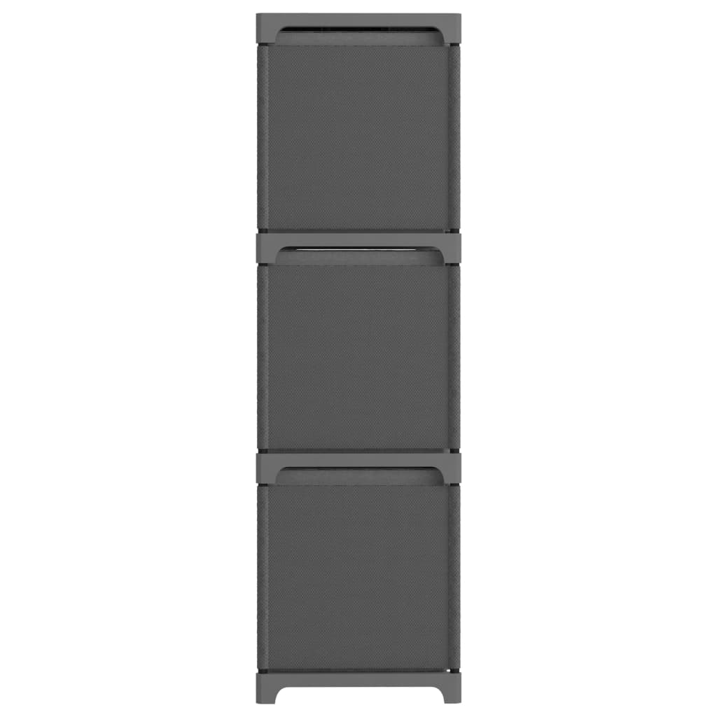 Displayhylle med 9 kuber og bokser grå 103x30x107,5 cm stoff