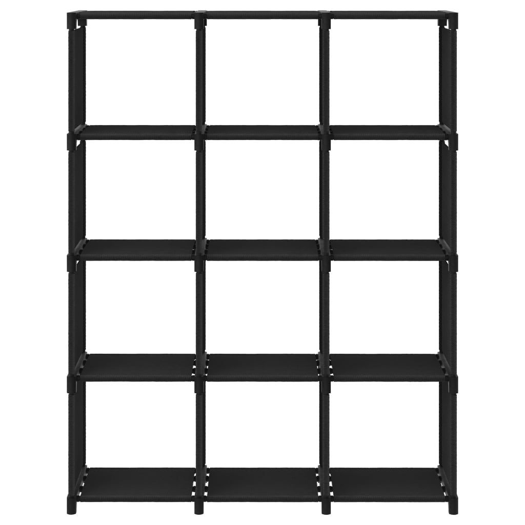 Displayhylle med 12 kuber svart 103x30x141 cm stoff