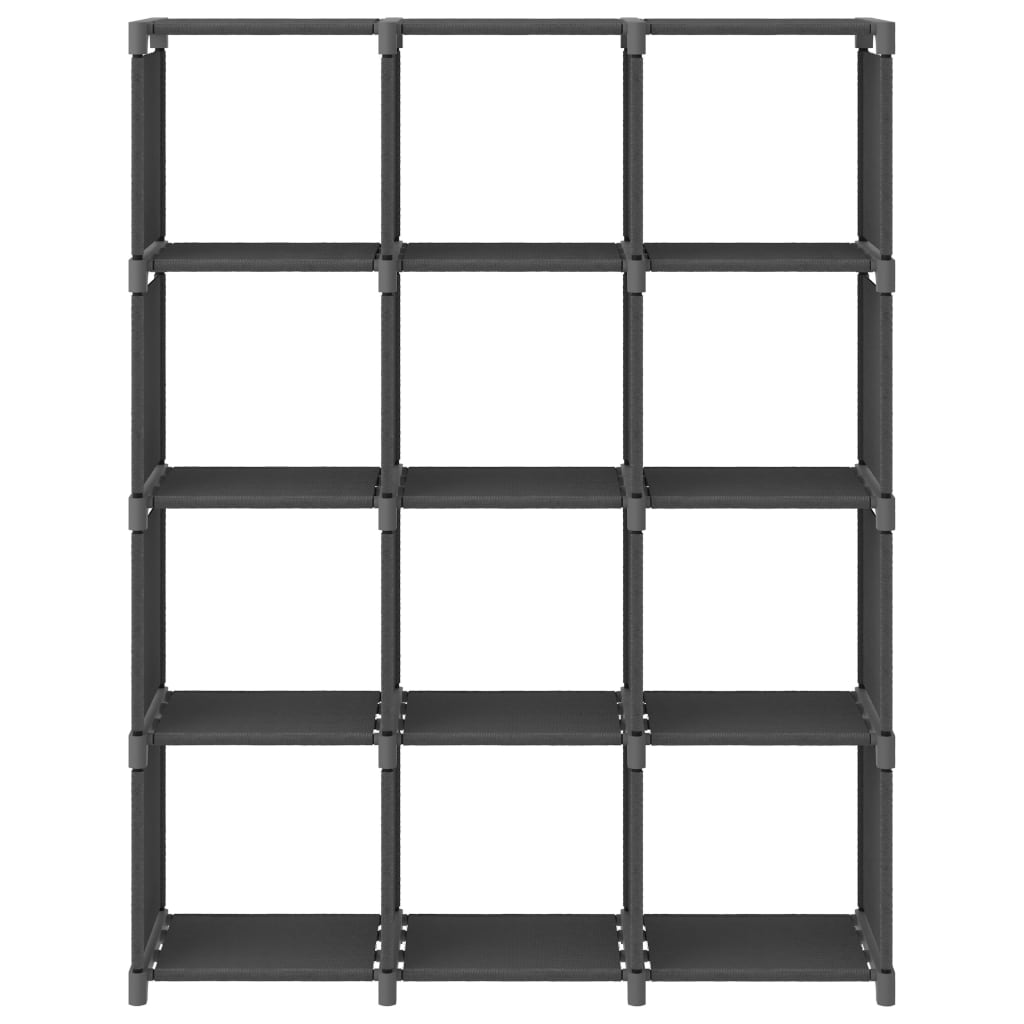 Displayhylle med 12 kuber grå 103x30x141 cm stoff