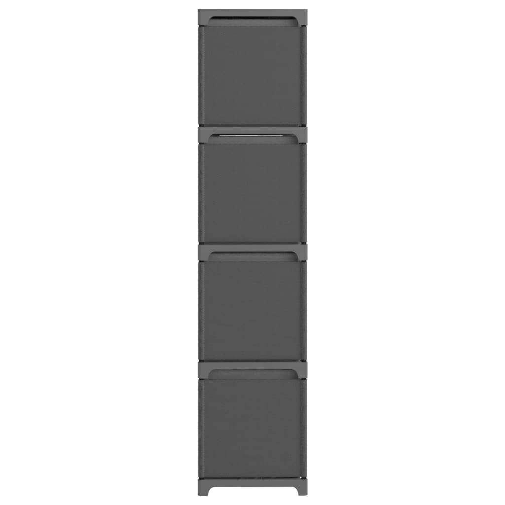 Displayhylle med 12 kuber og bokser grå 103x30x141 cm stoff