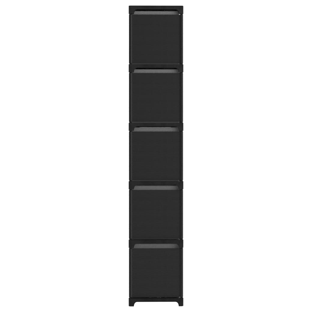 Displayhylle med 15 kuber og bokser svart 103x30x175,5 cm stoff