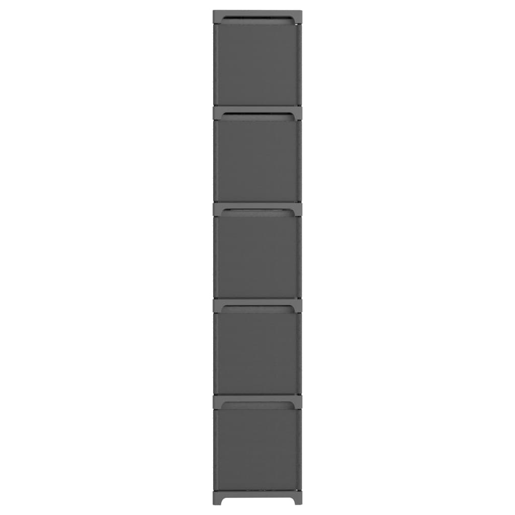 Displayhylle med 15 kuber og bokser grå 103x30x175,5 cm stoff