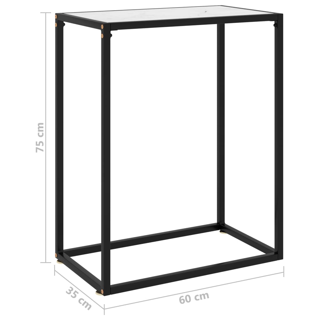 Konsollbord hvit 60x35x75 cm herdet glass