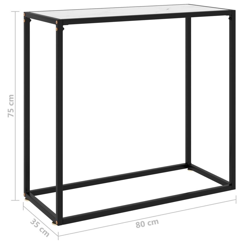 Konsollbord hvit 80x35x75 cm herdet glass