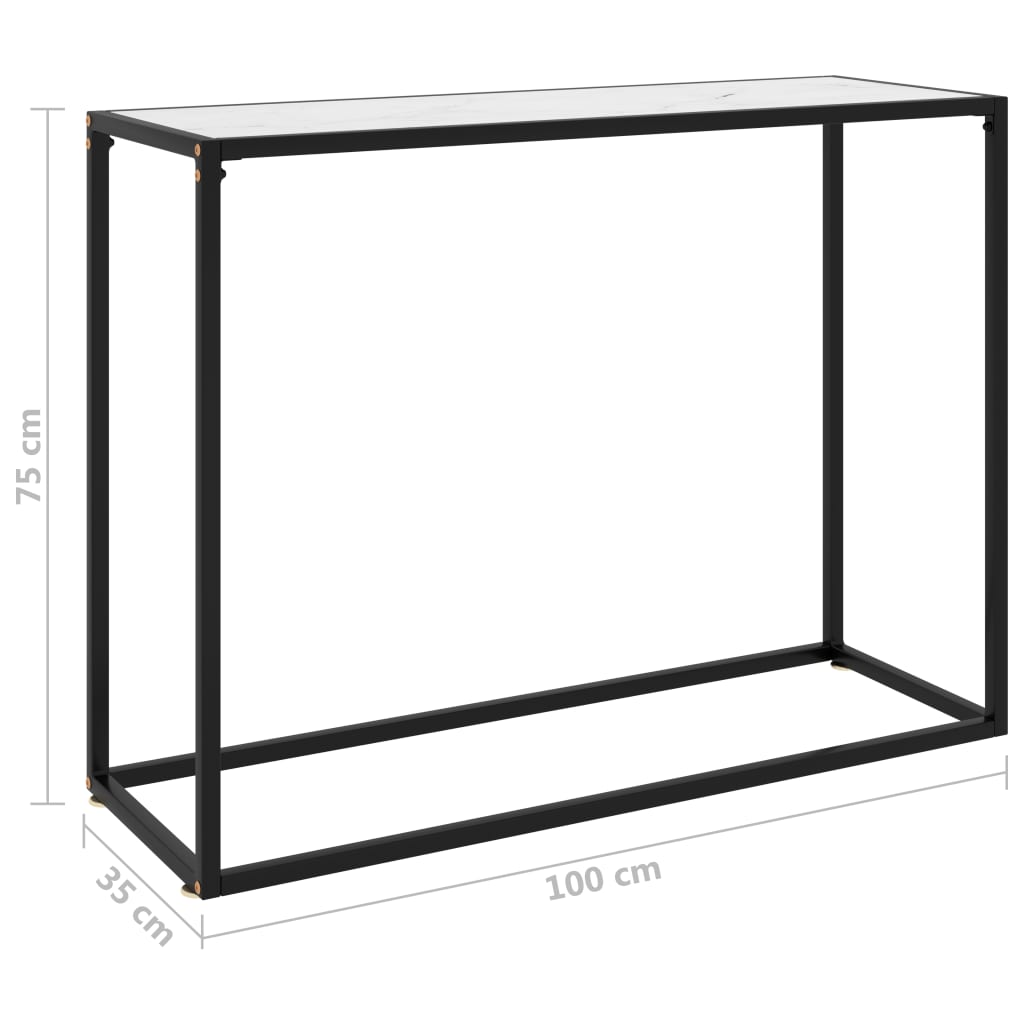 Konsollbord hvit 100x35x75 cm herdet glass