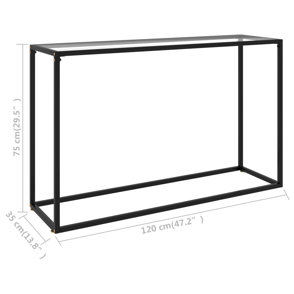 Konsollbord gjennomsiktig 120x35x75 cm herdet glass