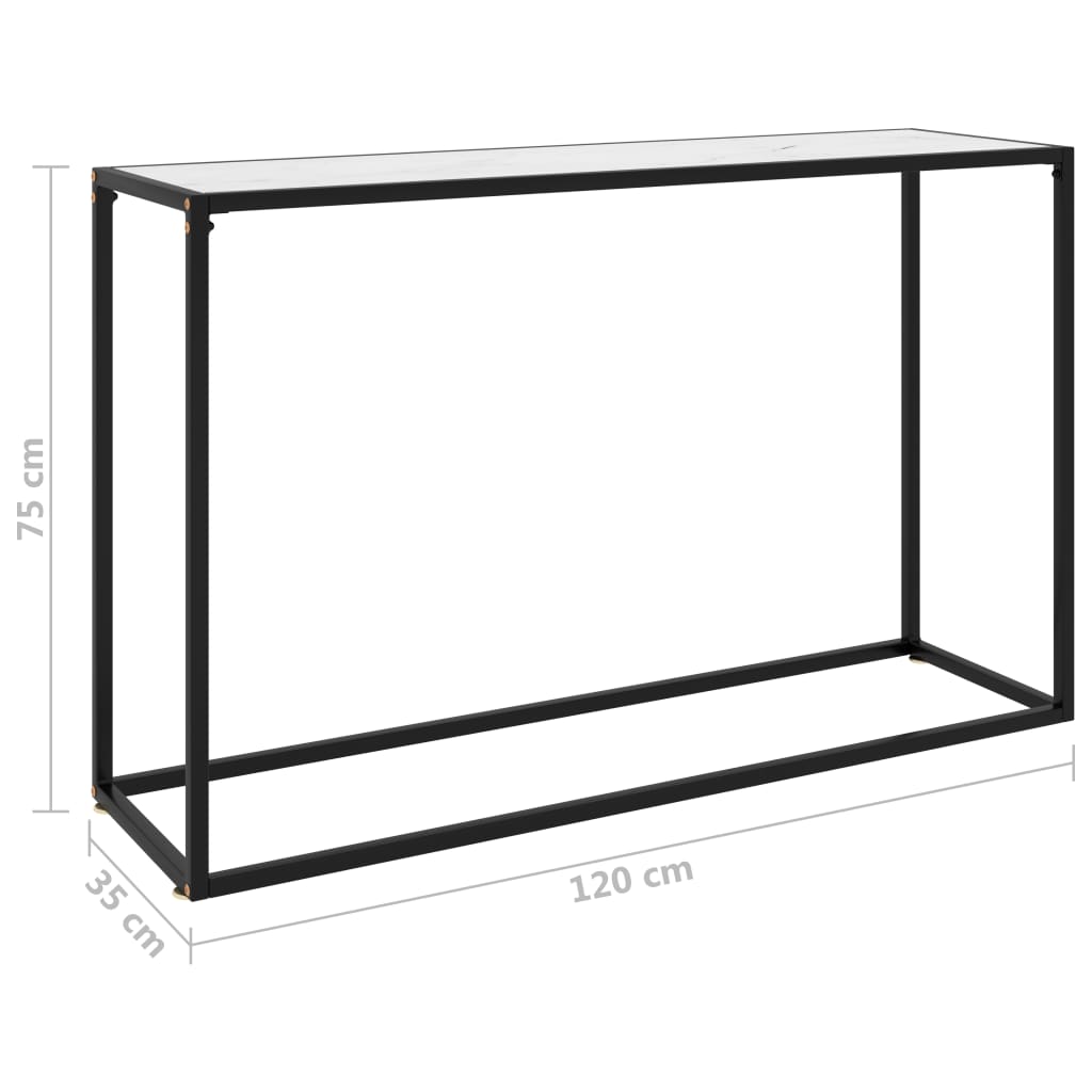 Konsollbord hvit 120x35x75 cm herdet glass