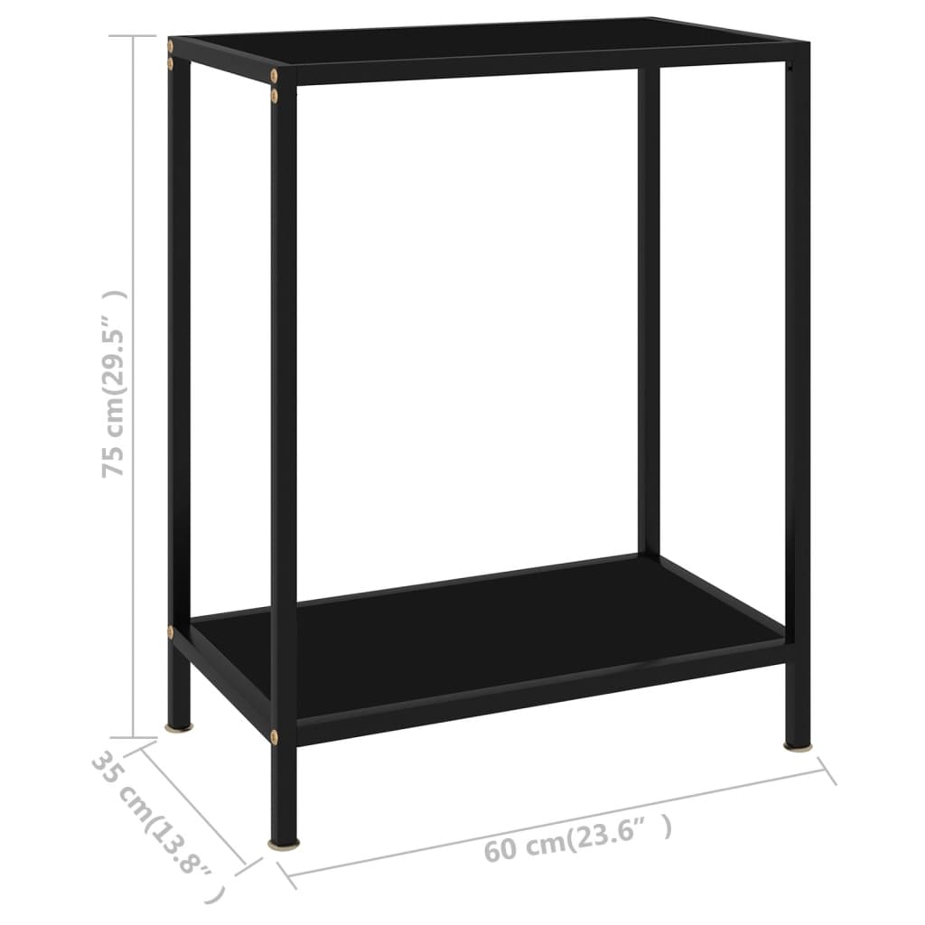 Konsollbord svart 60x35x75 cm herdet glass
