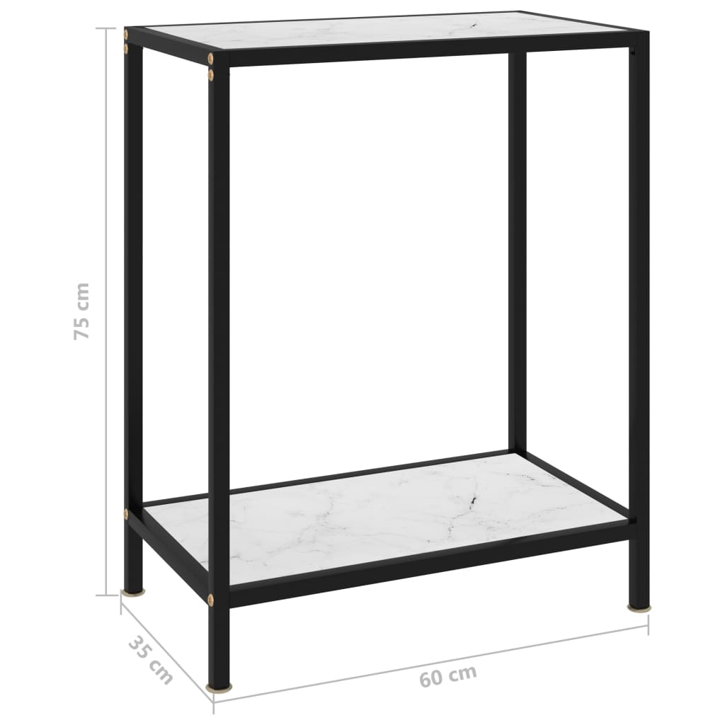 Konsollbord hvit 60x35x75 cm herdet glass