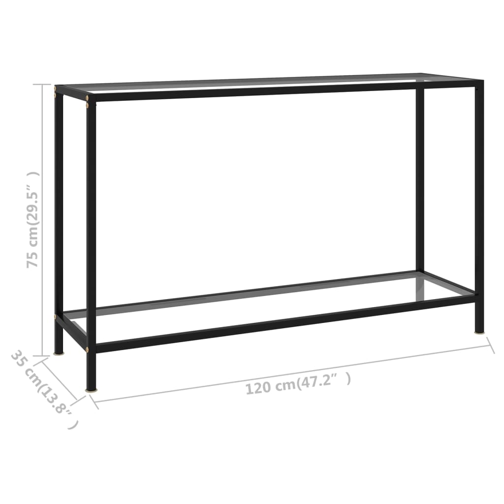 Konsollbord gjennomsiktig 120x35x75 cm herdet glass