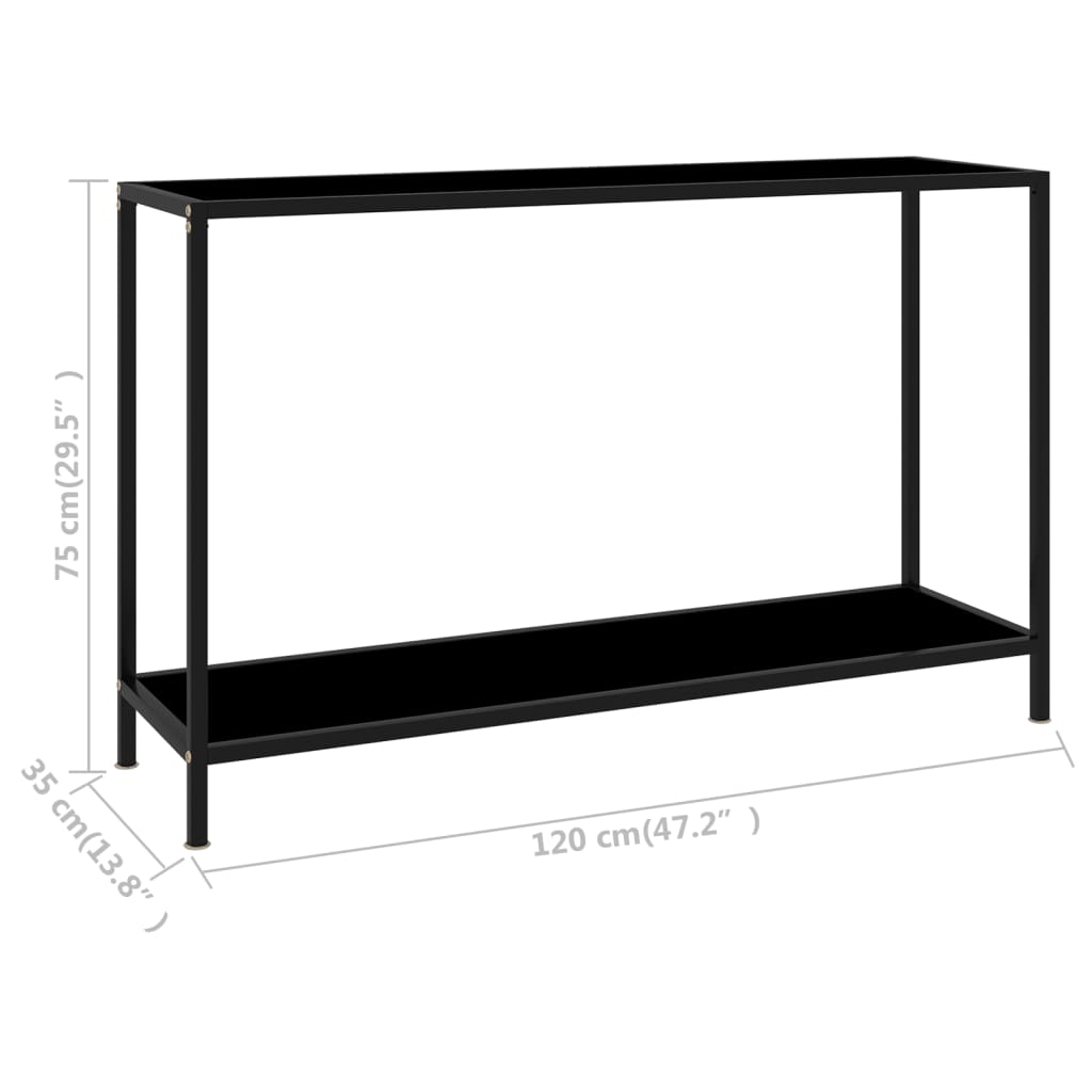 Konsollbord svart 120x35x75 cm herdet glass