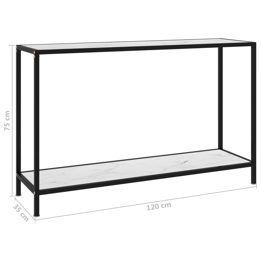 Konsollbord hvit 120x35x75 cm herdet glass