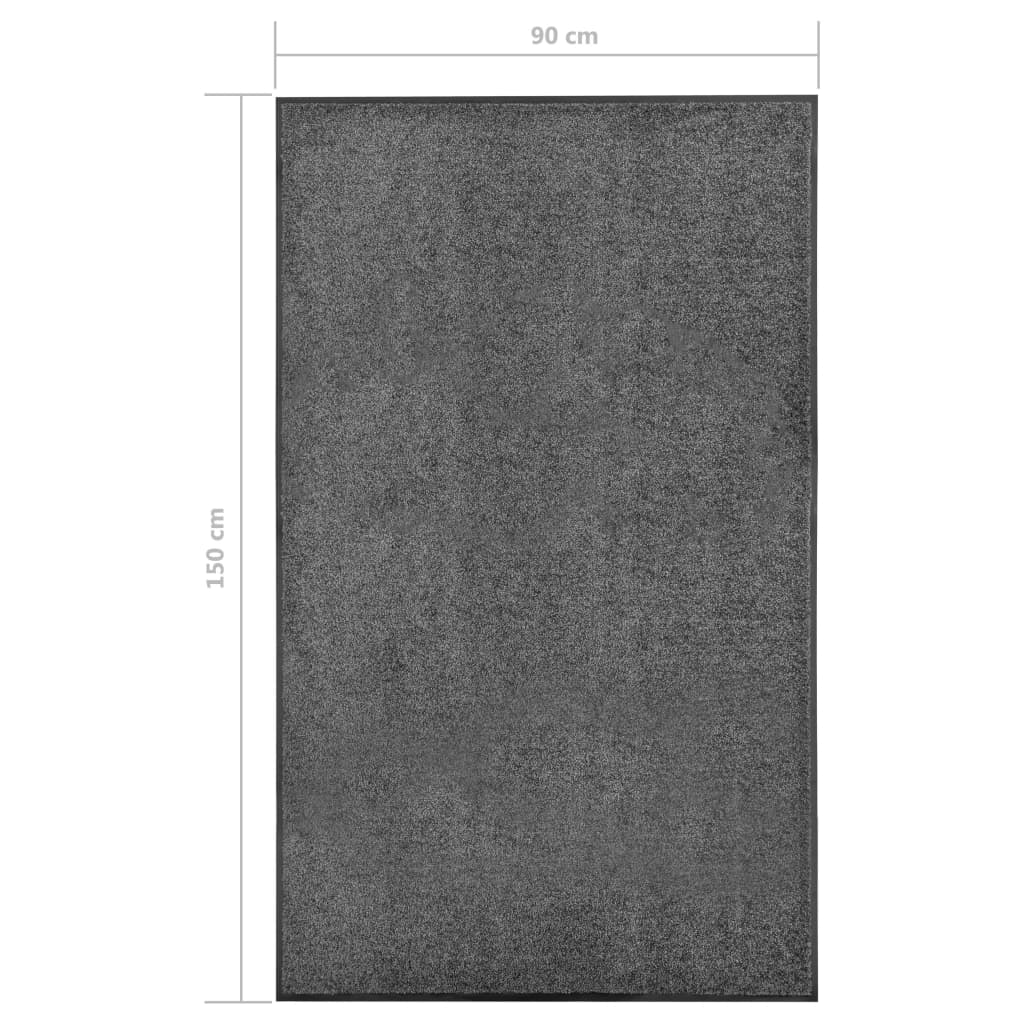 Dørmatte vaskbar antrasitt 90x150 cm