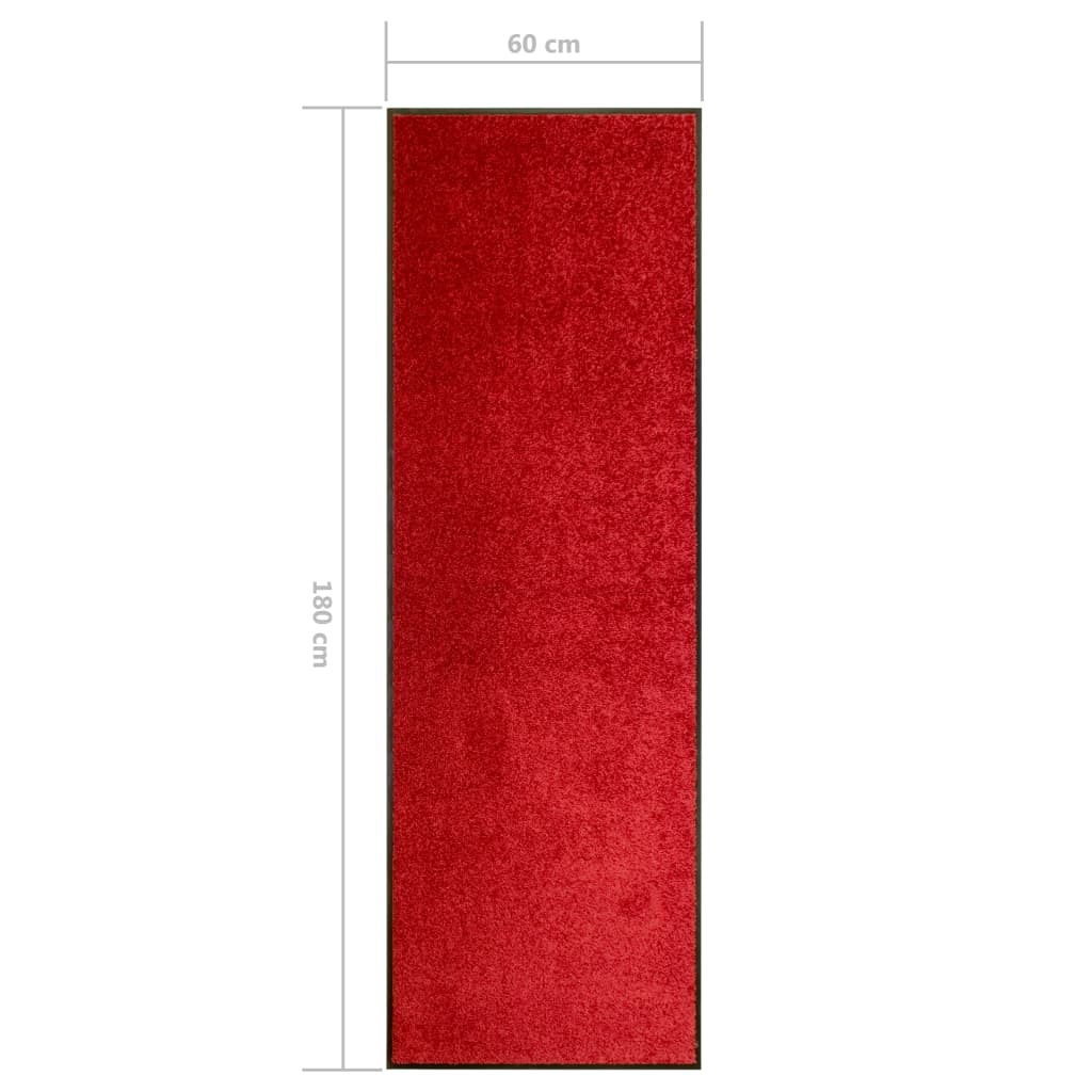 Dørmatte vaskbar rød 60x180 cm