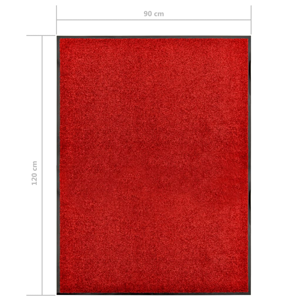 Dørmatte vaskbar rød 90x120 cm