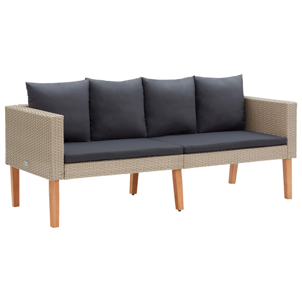 Hagesofa med puter 2 seter polyrotting beige