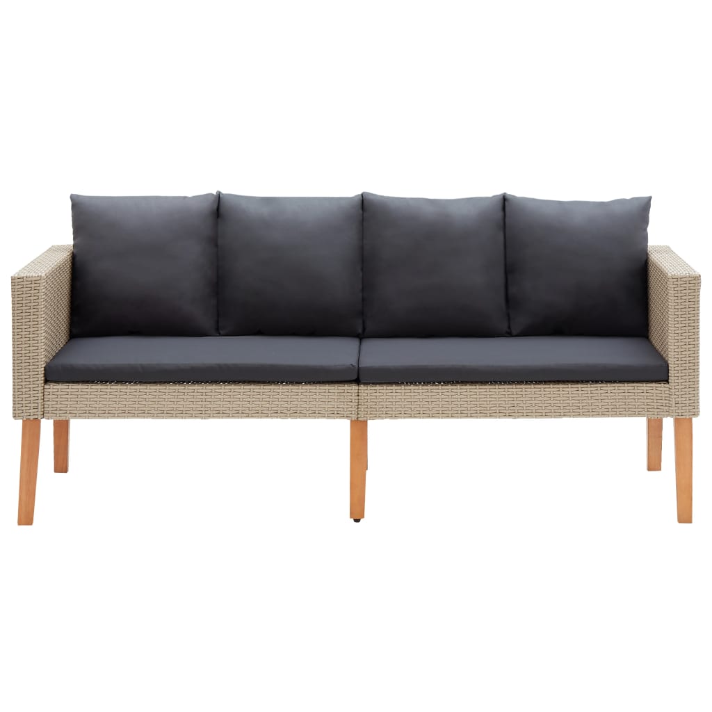 Hagesofa med puter 2 seter polyrotting beige