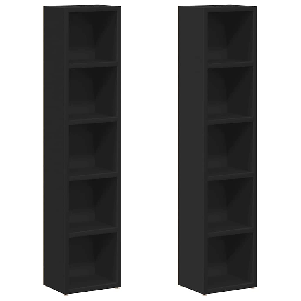 CD-skap 2 stk svart 21x16x93,5 cm sponplate