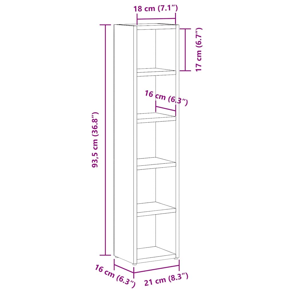 CD-skap 2 stk svart 21x16x93,5 cm sponplate